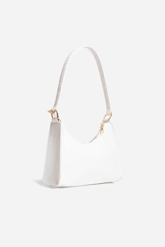 Lucia Mini White Croc Bag