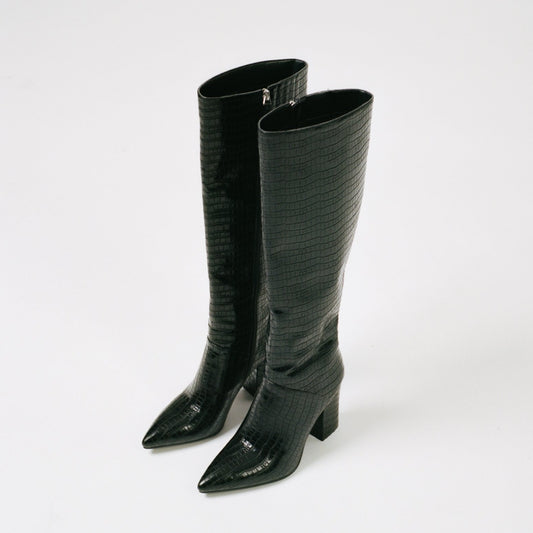 CARINA Boot, Black Croc