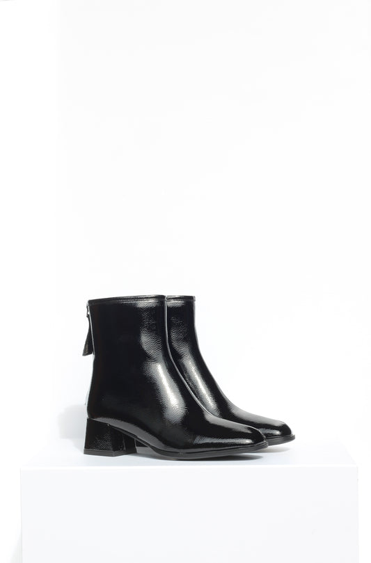 FRANCA, Black Patent Ankle Boots