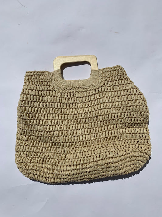 Woven straw shopper bag